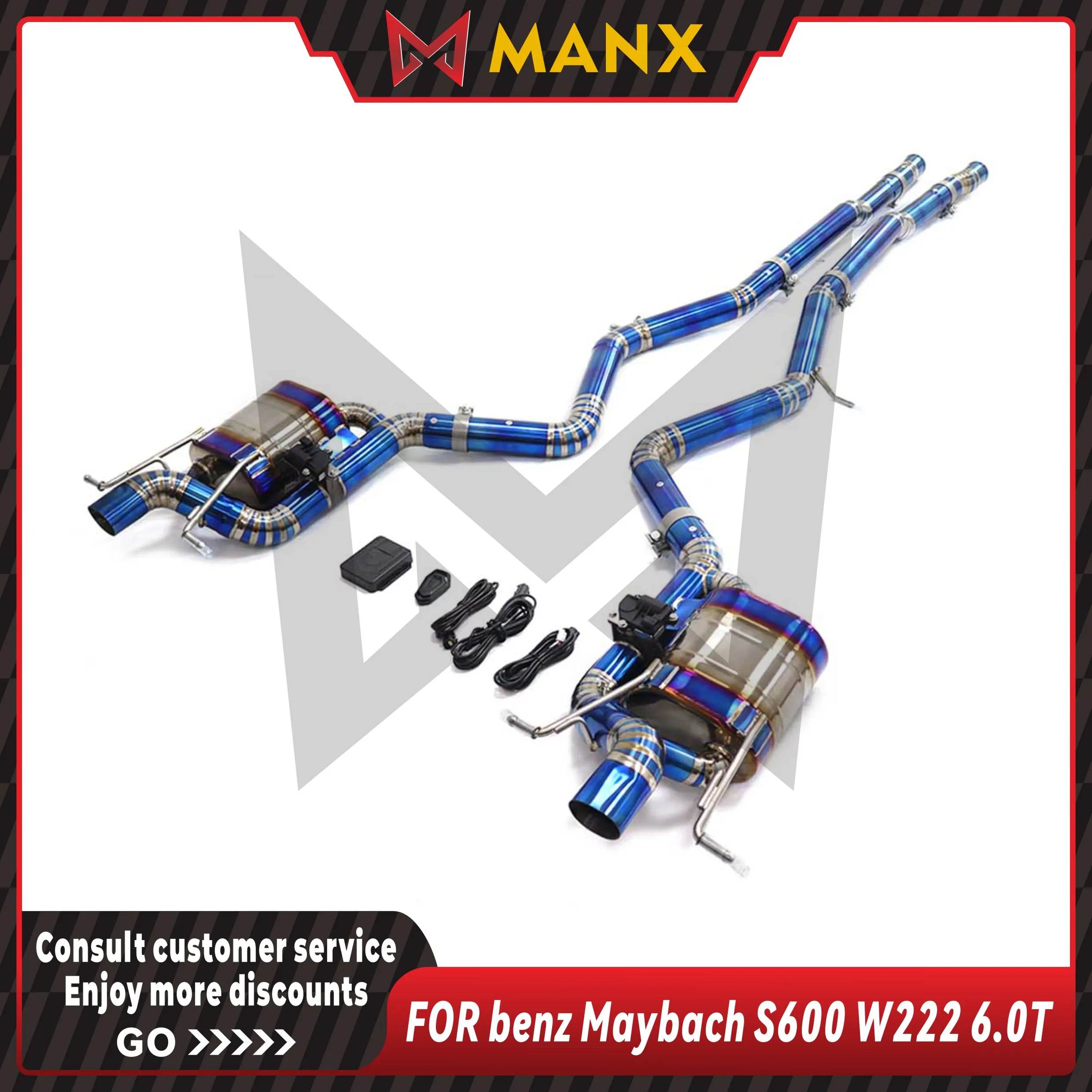 

MANX Ti alloy Catback Suitable for benz Maybach S600 W222 6.0T Stainless steel Performance Exhaust System Muffler With Valve