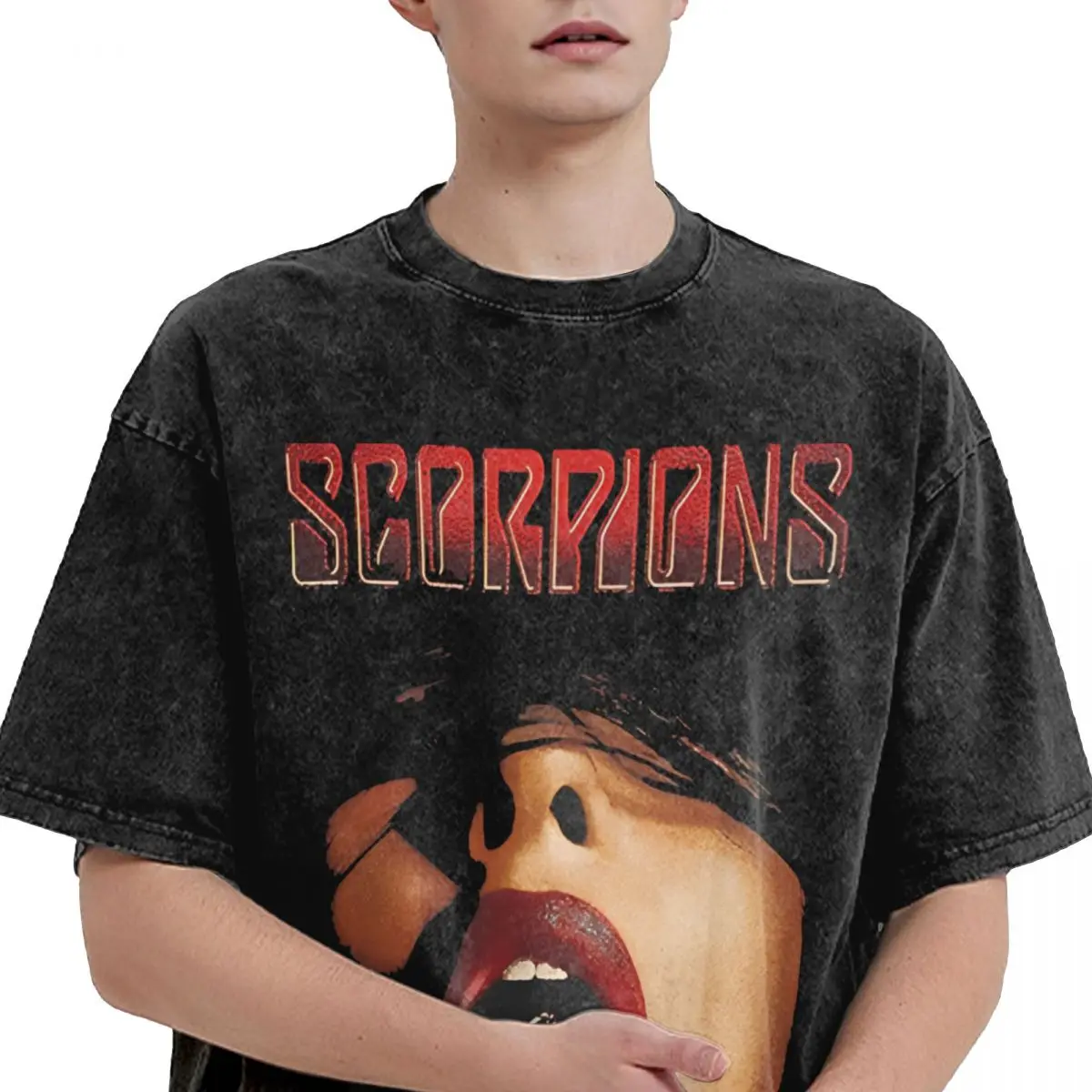 Rock Band Scorpions Merch Washed T Shirt for Men Women Streetwear Hip Hop T-Shirt Printed Tees Tops Cotton