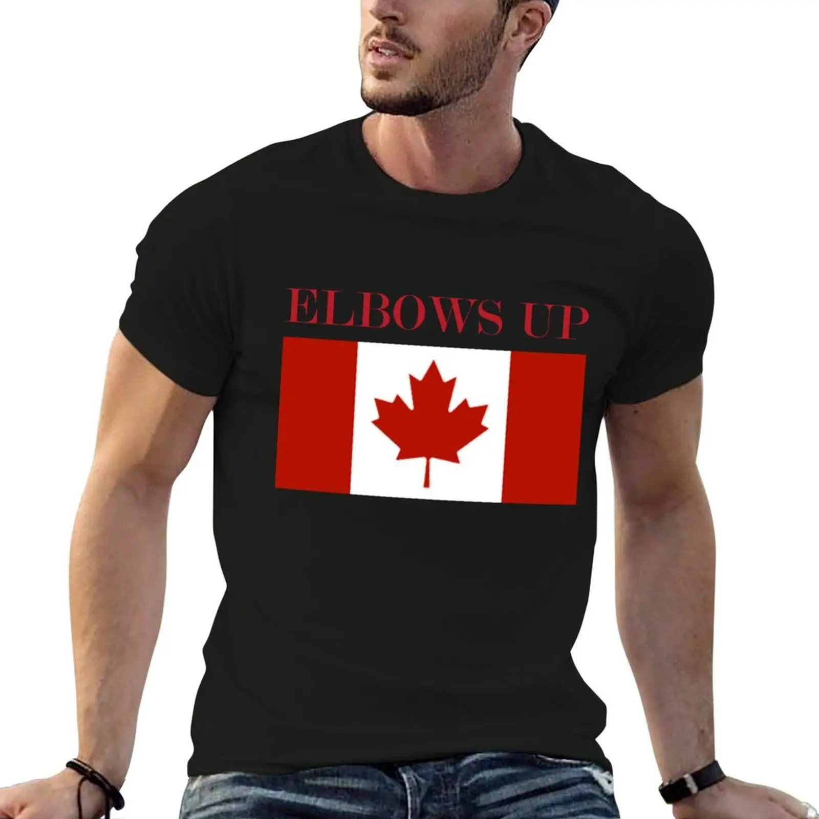 

shirts t t graphic shirts t cotton print Up, for T-Shirt Elbows Canada Flag man man funny shirt custom