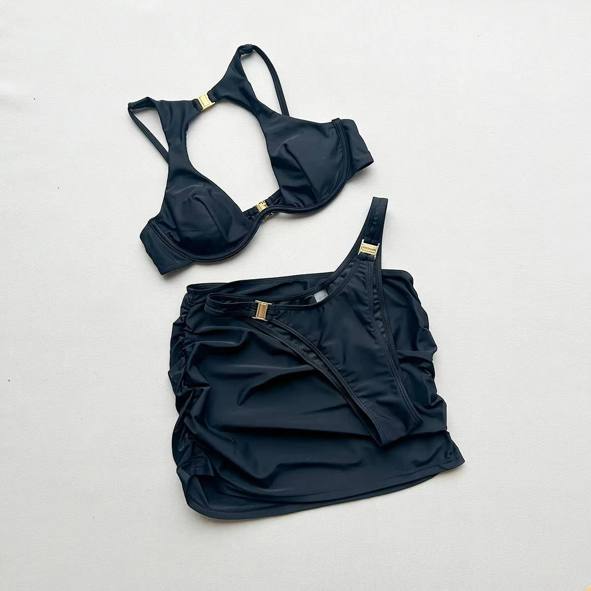 3PCS With Skirt Underwired Cut Out Bikini Women Swimwear Female Swimsuit Three-pieces Bikini Set Bather Bathing Suit Swim