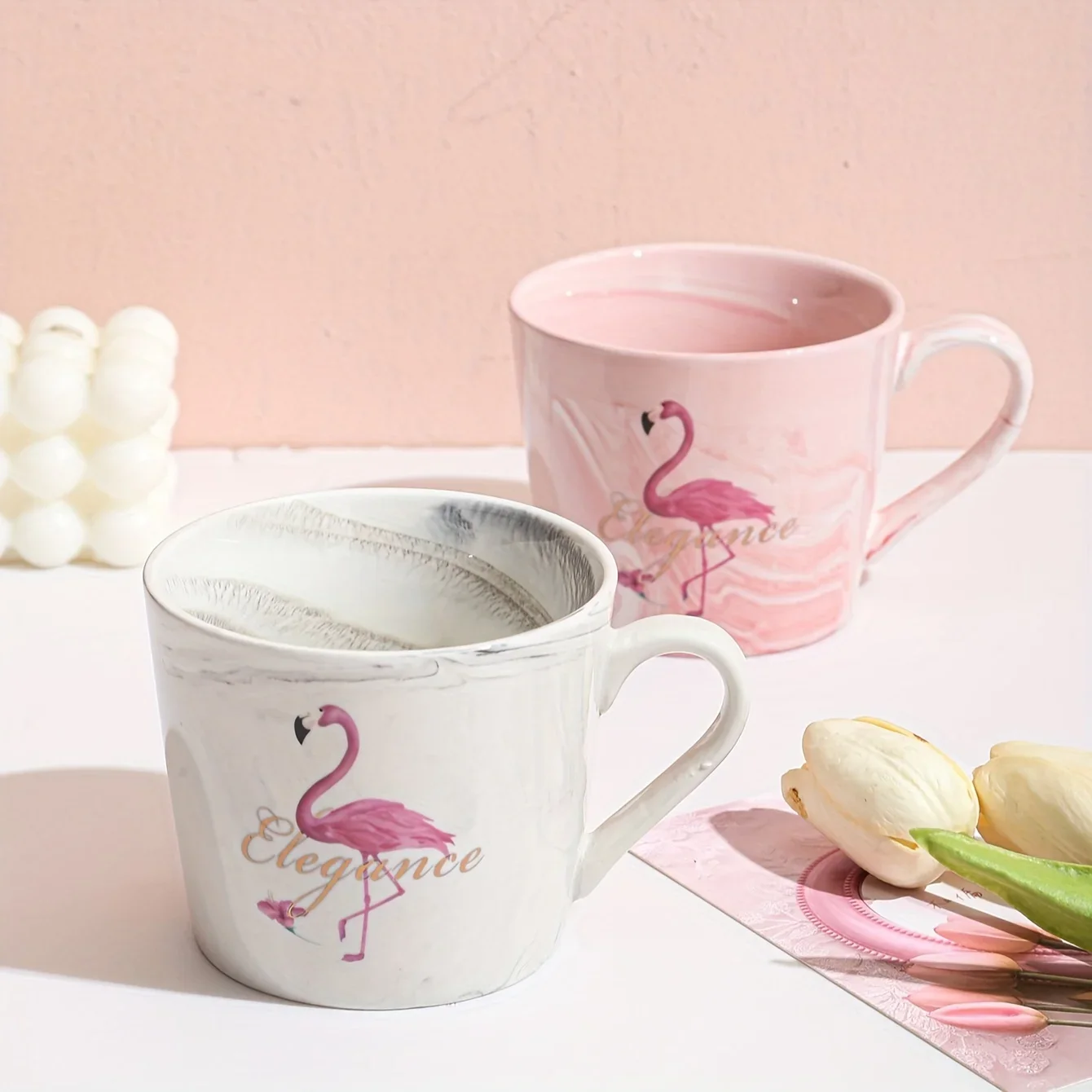 1pc Flamingo Marble Print Coffee Mug Ceramic Coffee Water Tea Cups Summer Winter Drinkware Wedding Birthday Mother‘s Day Gifts