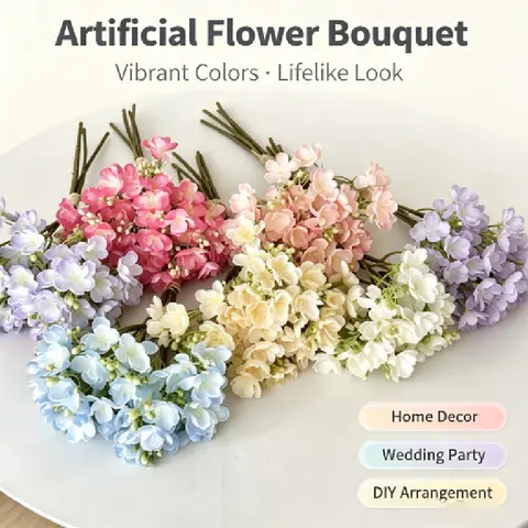 Artificial Jasmine Flower Bouquet Small Fresh Fake Flowers For Home Living Room Dining Table Floral Decoration Photo Prop