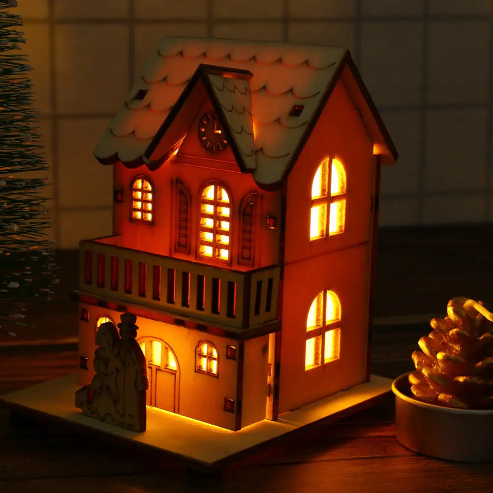 

Christmas Village Scene Glow Cabin Tabletop Adornment Luminous Decor Holiday Decoration
