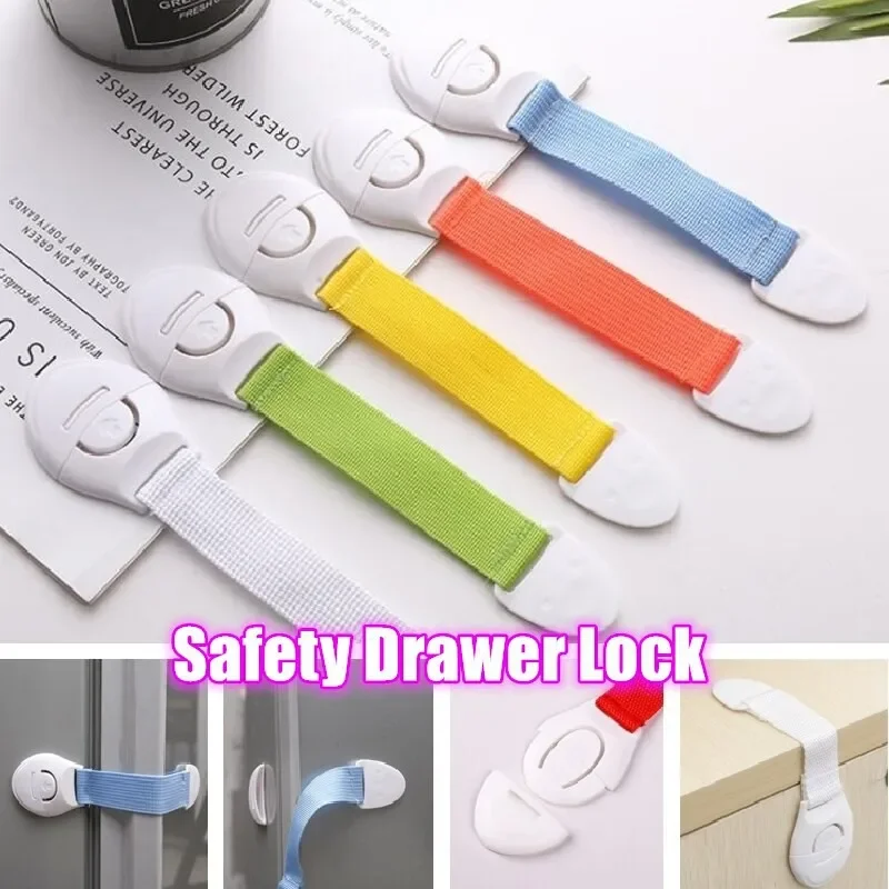 Serrures de sécurité multifonctionnelles pour enfants, sangle colorée, anti-ouverture, serrure d'armoire, serrure de porte à main anti-clip, clips en fibre