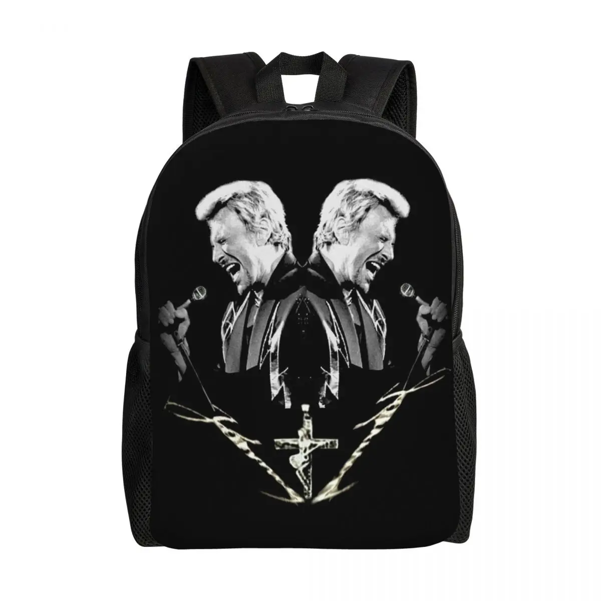 

Johnny Hallyday Rock Music Backpack for Women Men Water Resistant College School French Singer Bag Printing Bookbag