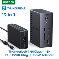 UGREEN Thunderbolt4 Docking Station 13-in-1 USB HUB 40Gbps 4K@60Hz 8K@30Hz DP SD&TF 4.0 3.5mm for MacBook Dell Laptop