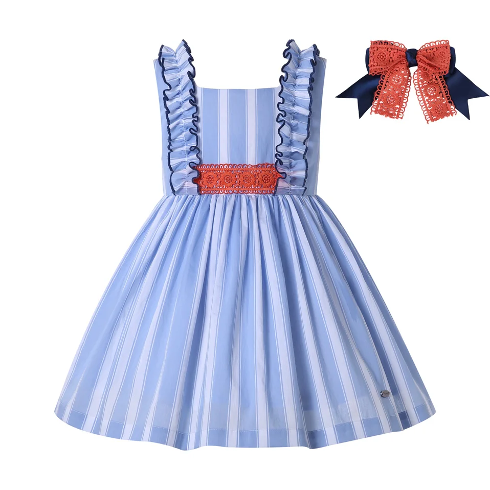 Pettigirl Kids Summer Ruffle Blue Bridesmaid Dresses for Girls Evening Wedding Party Sister Brother Matching Outfit 267891012Yrs