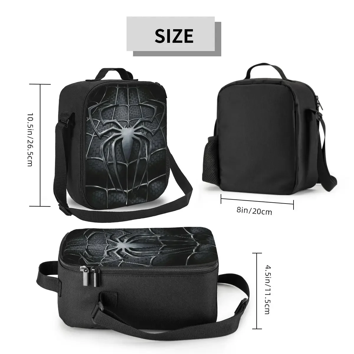 Spider Web Insulated Lunch Bag for Camping Travel Leakproof Thermal Cooler Lunch Box Women Kids