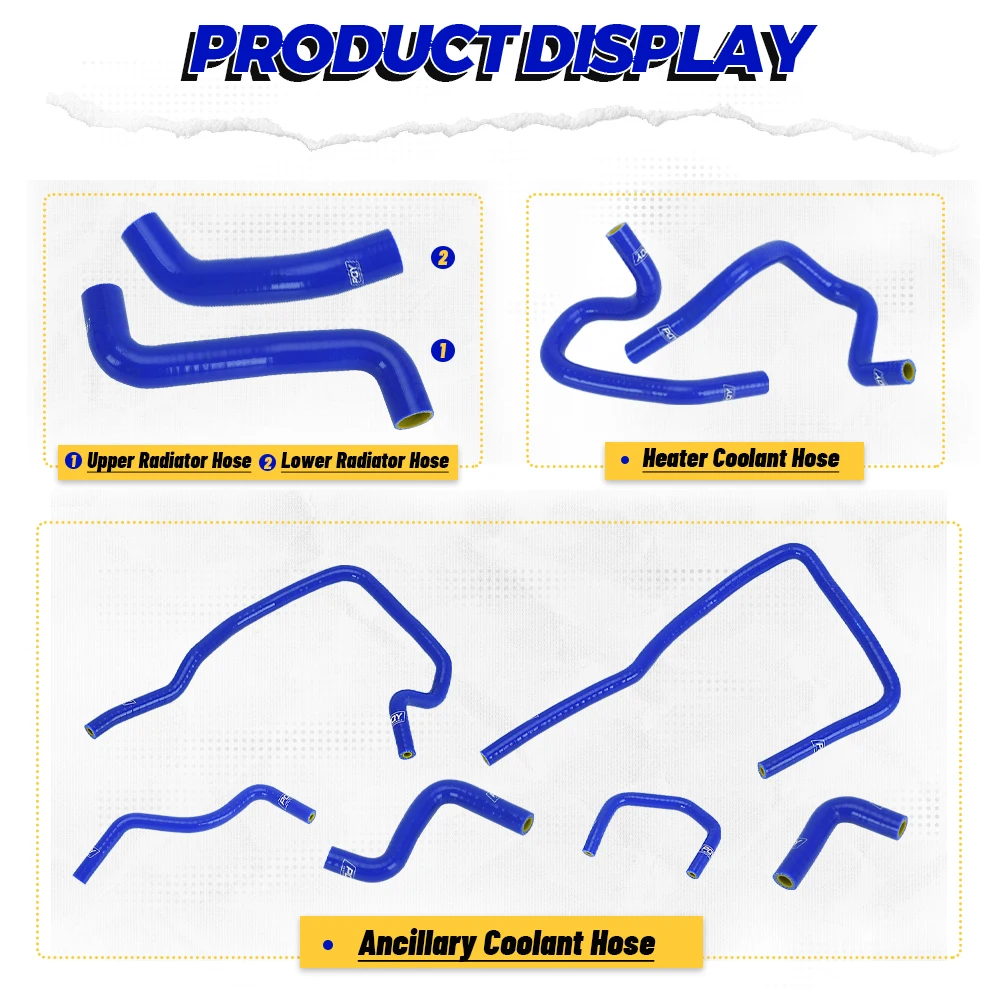 VR Racing-Biru & Kuning 10 Pcs Silikon Radiator Selang Kit untuk Subaru Impreza WRX/STI GDB,EJ20 dengan Pqy Logo VR-LX1803D-QY