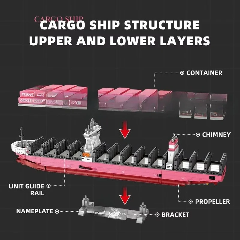 Large size and difficult container ship cruise transport freight ship model