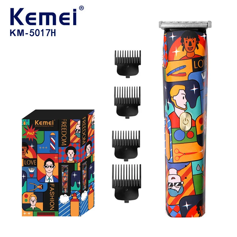 Kemei 5017H المحمولة السفر مشابك شعر كهربائية للرجال نوع c قابلة للشحن الكتابة على الجدران آلة قطع الشعر قادين الشعر المنزل