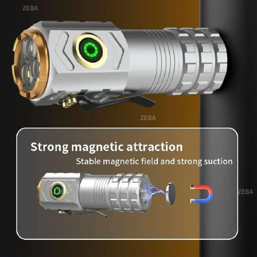 

Mini Portable Flashlights Rechargeable Pocket Torch Alloy Waterproof Outdoor Powerful Flashlight for Walk Repair Lighting