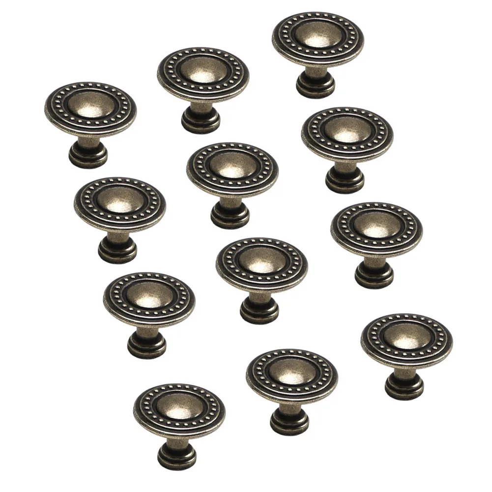 Round Cabinet Knobs 12 Pack with Ornate Beaded Perimeter and Solid Zinc Alloy Body for Enhanced Visual Appeal and Durability