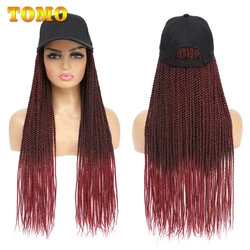 TOMO-Peluca de gorra de béisbol con trenzas de ganchillo senegalés, extensiones de cabello, sombrero de béisbol ajustable, sombrero de peluca sintética para mujer