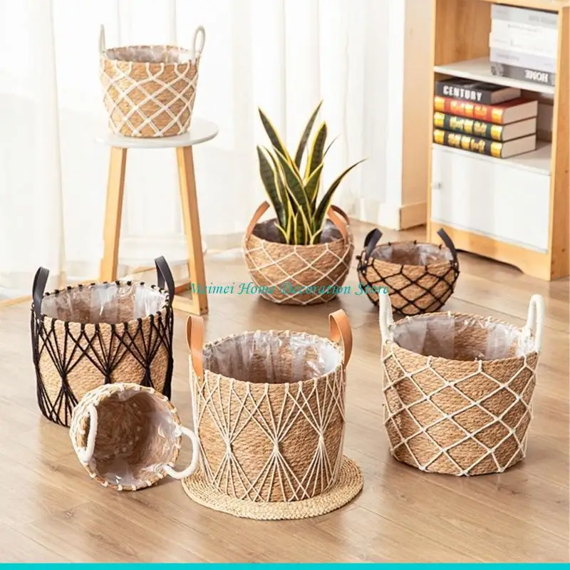 

H7BF Lightweight Durable Rattan Grass Woven Floor Vase Pot for Office Home Decoration