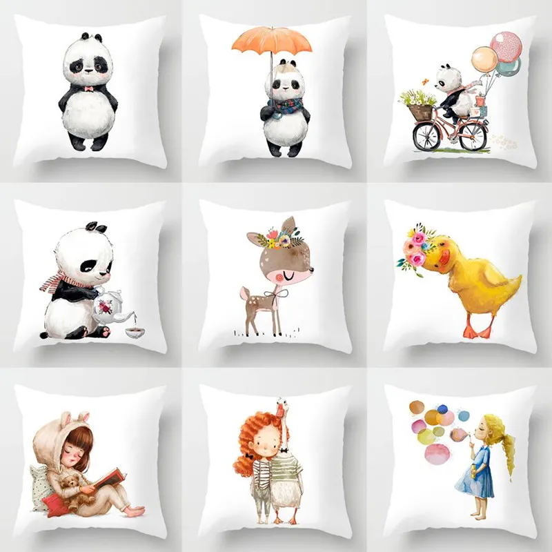 

2024New Cartoon Panda Animal Pillowcase Fashion Cute Throw Pillow Cover Home Decor Sofa Car Headrest Pillow Cushion Cover