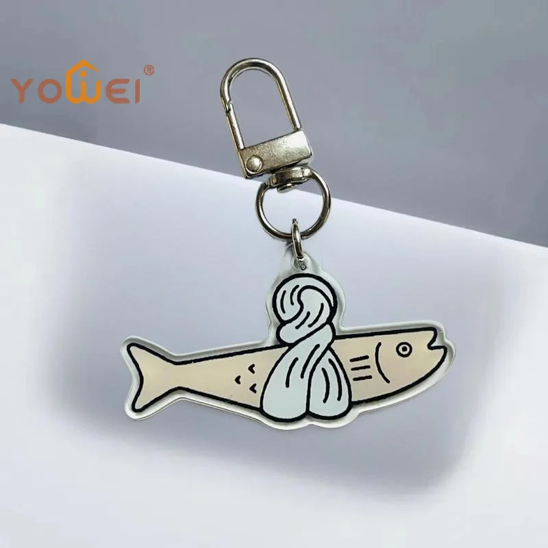 Latest Fishshaped Acrylic Keychain Simple Fish Cartoon Standing Sign Backpack And Small Pendant