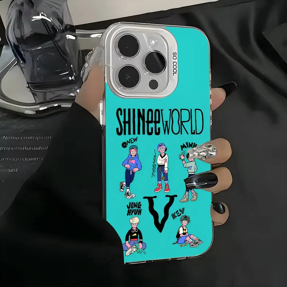 Funda de teléfono Kpop Boys S-Shinee para iPhone 16 15 14 13 12 11 Pro Max blanco mate láser metálico Aurora Funda