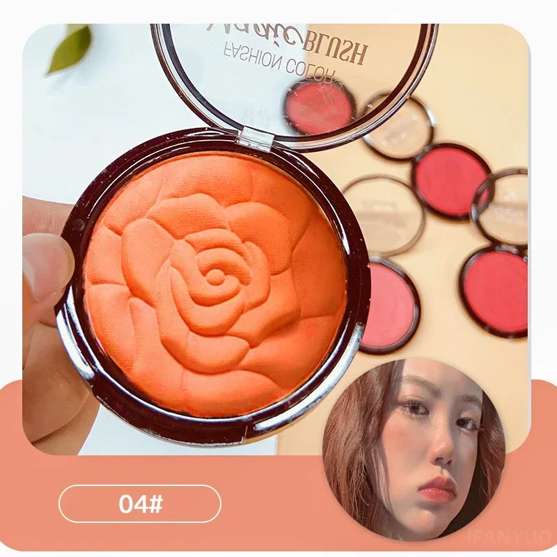 Rose Petal Relief Blusher 6 Colors Monochrome Blush Makeup Palette Mineral Powder Rouge Orange Pink Cheek Tint Blush Cosmetics