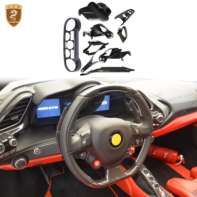 Car Styling Carbon Fiber Car Air Conditioning Center Console Dashboard Covers Interiors Accessories For Ferrari 488 GTB Spider