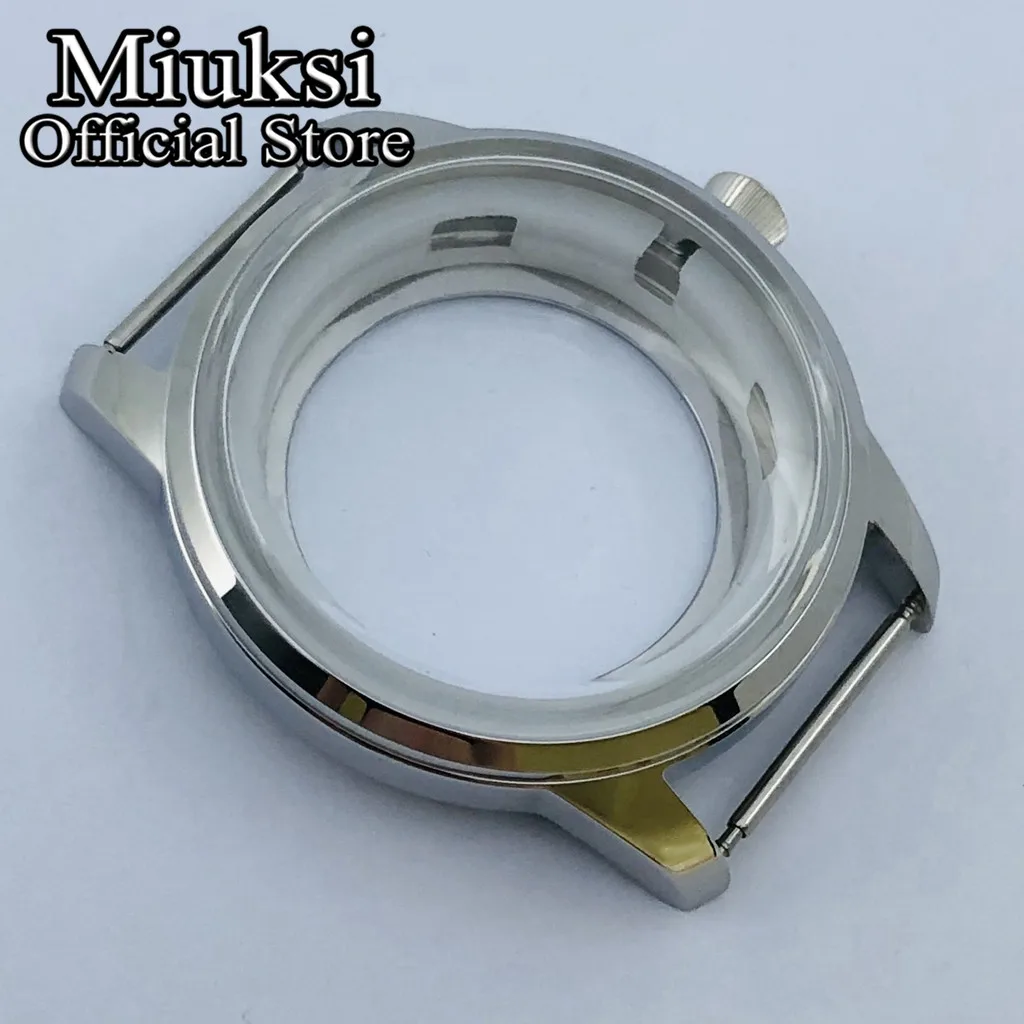 Miuksi 40mm silver watch case bubble dome glasss fit NH34 NH35 NH36 NH38 NH70 NH72 movement