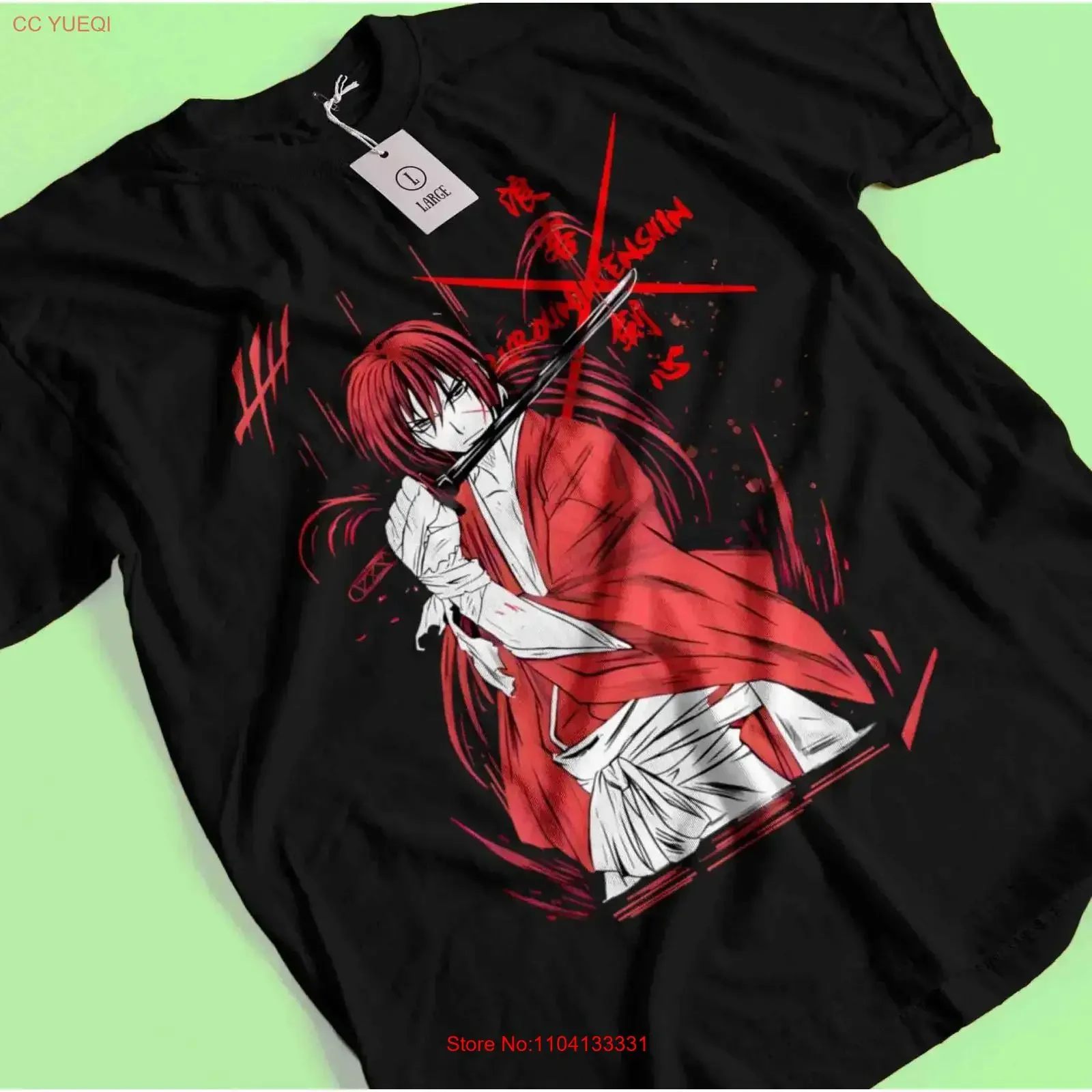 Rurouni Kenshin T Shirt Samurai Himura Makoto Shishio Aoshi Saito Hajime vintage Washed homme Versatile Comfortable Casual