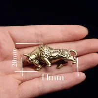 Brass Lucky Bull Statue, Copper Animal Figurine for Home & Office Desk Decor, Wealth Bring Ornaments