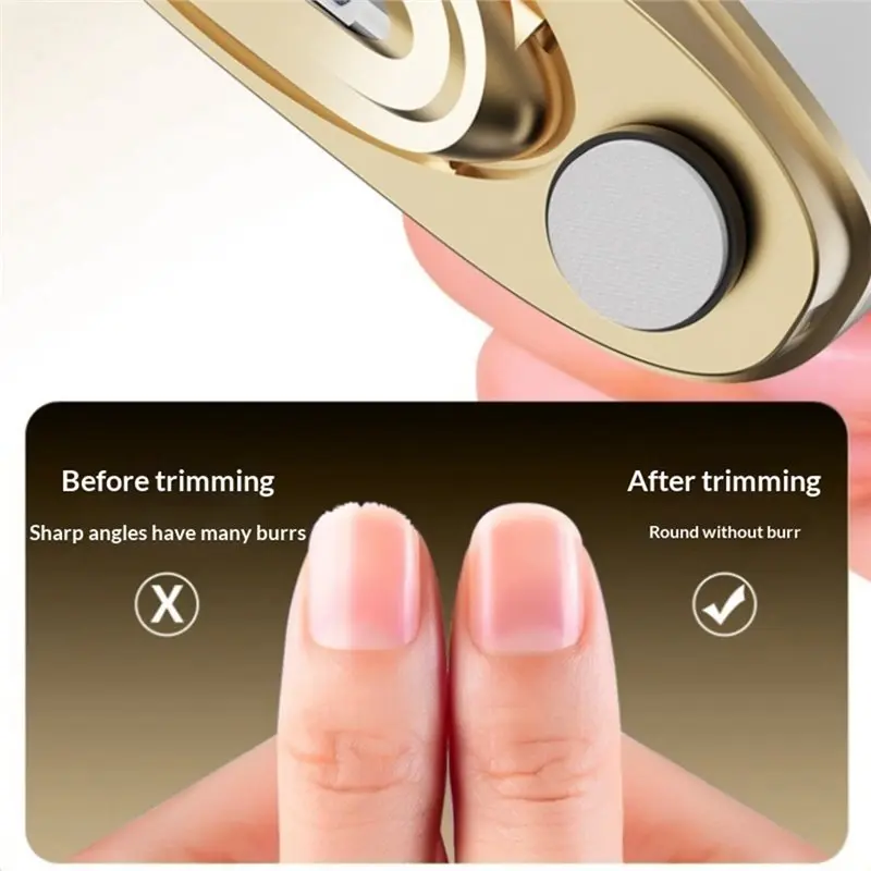 【NECESSITY】Automatic Nail Clipper With Light Anicure Trimmer Fingernail Toe Scissors Pedicure Polishing Nails Cutter
