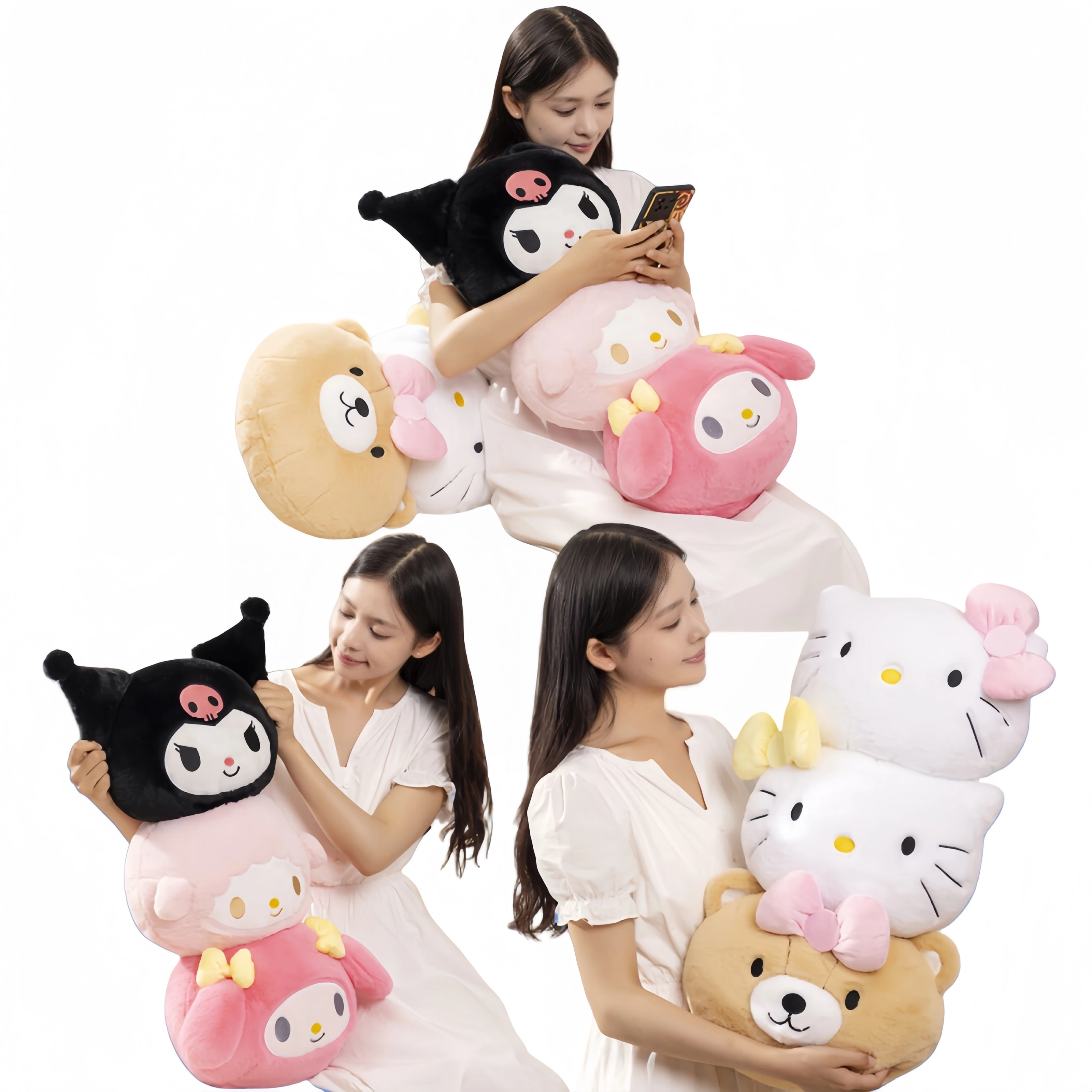 

70 см очень длинная плюшевая подушка Saniro Hello Kitty Kuromi My Melody набивная Подушка Аниме Kawaii Подушка для спины Rilakkuma подарки для девушек