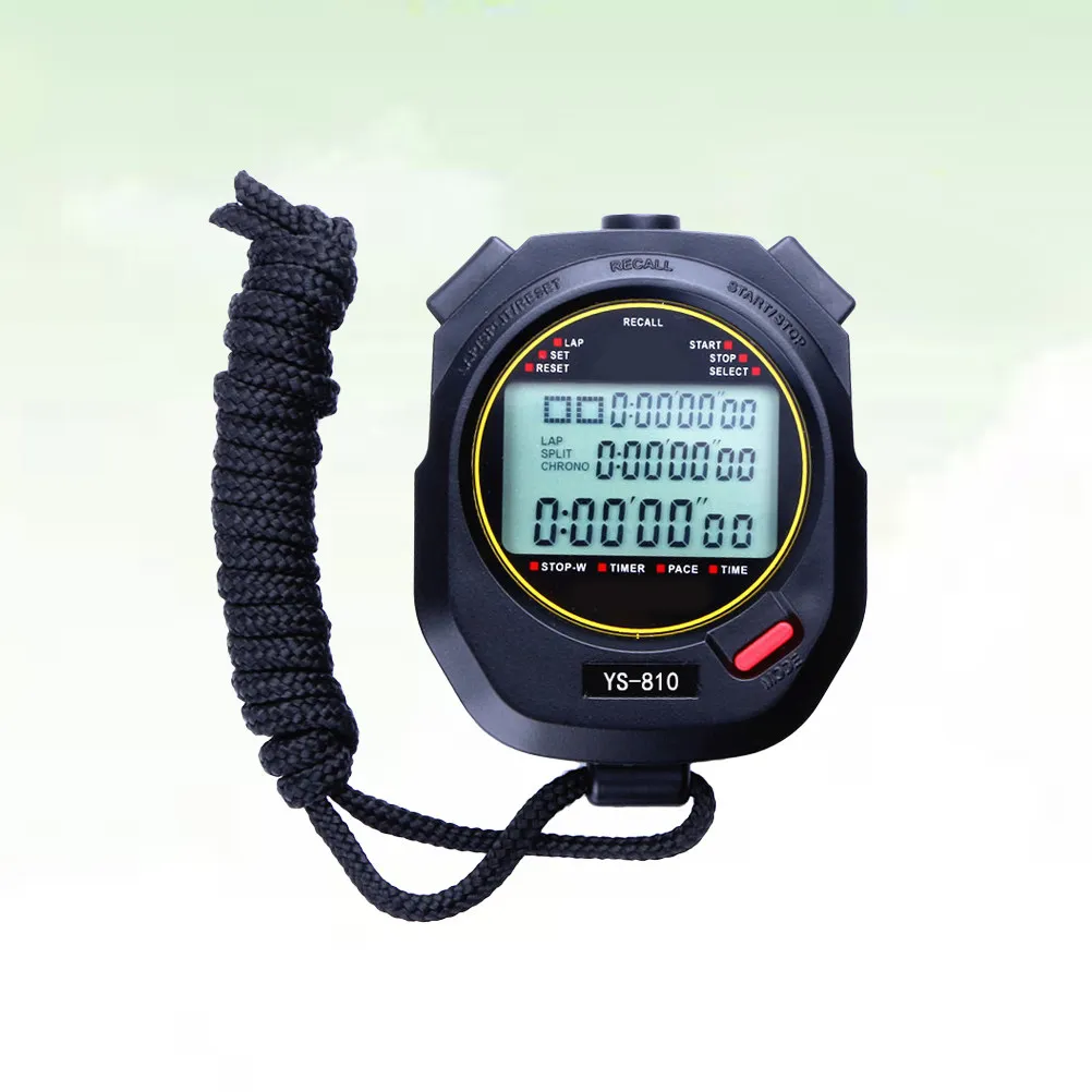 

Набор из 10 секундомеров для бега с функцией статистического отсчета, автоматическим отключением и ЖК-дисплеем, черный, трехстрочный хронограф