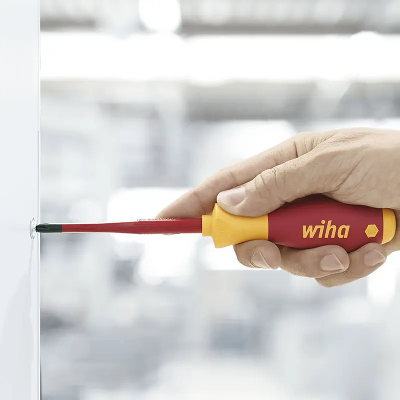 Wiha 35390 Slotted Screwdriver 4.0mm Blade 1000V VDE-tested Insulated Electric SlimFix Screwdriver Higher Work Efficiency