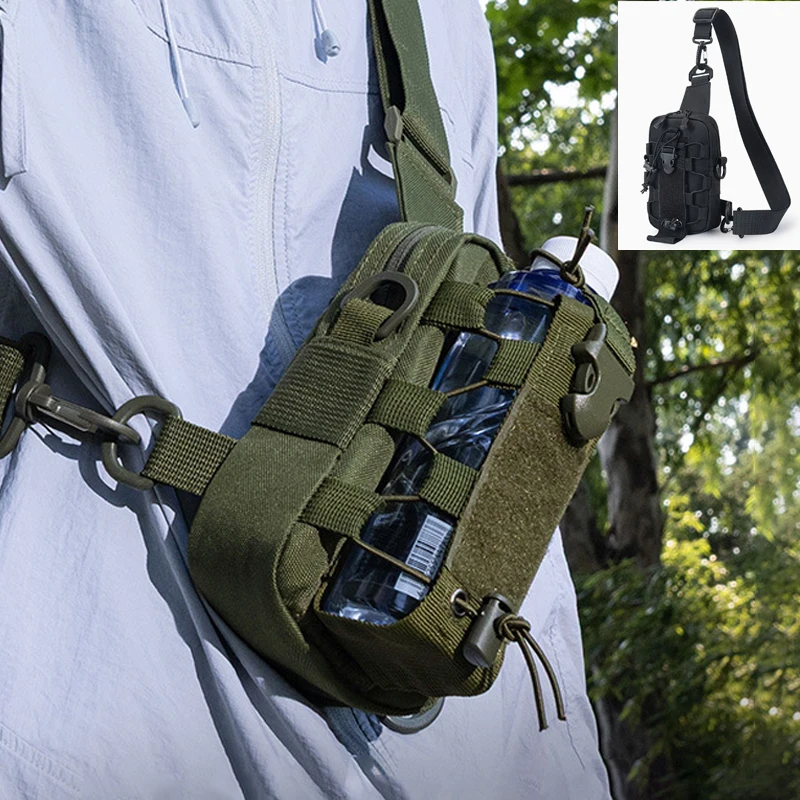 

Outdoor Sports Water Bottle Chest Bag Tactical Mobile Phone Crossbody Bag Multi-Functional Climbing Cycling Trekking Rig Pouch