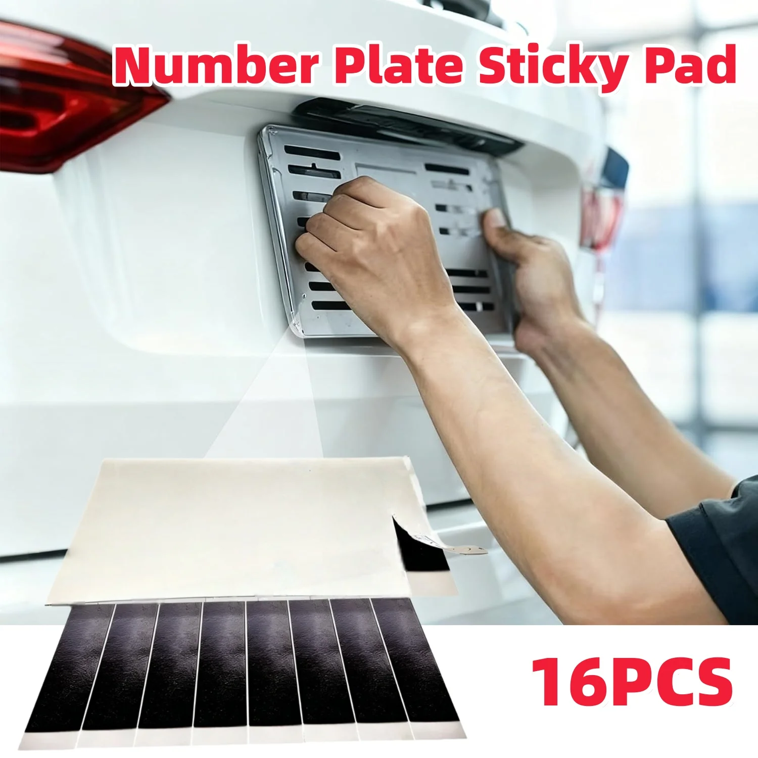

16Pcs Number Plate Sticky Pads Thick Double Sided Foam Pad Heavy Duty Sticky Pad For Car Home Wall License Plate Accessories