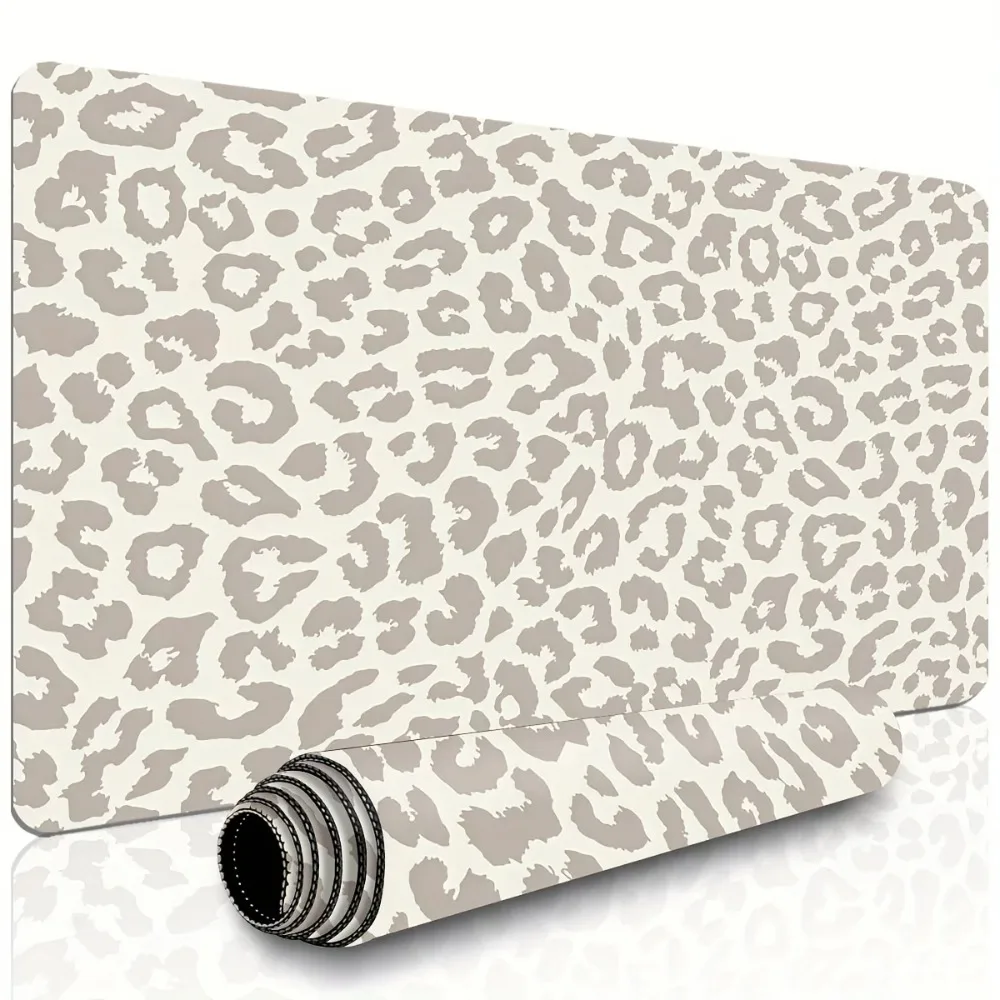 XXL Computer Keyboard and Mouse Pad Beige Brown Leopard Office Home Gaming Setup Gaming Deskmats Accessories Carpet Mouse Mat