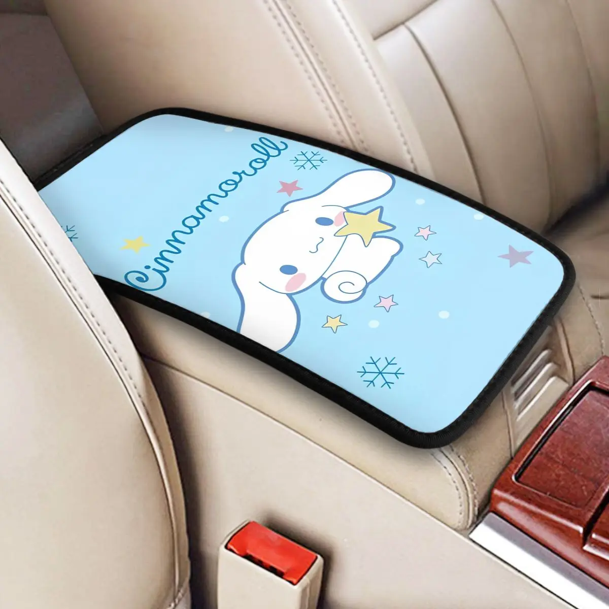 

Мультфильм Cinnamoroll Kawaii Декор интерьера автомобиля, покрытие центральной консоли, подлокотник, ящик для хранения, коврик для большинства автомобилей