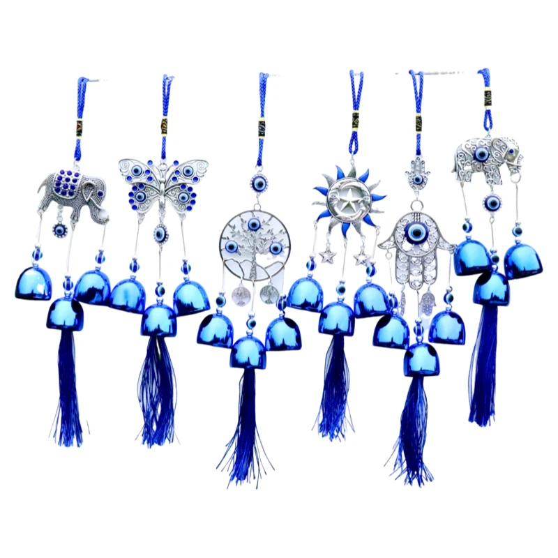

Blue Eyes Hanging Wind Chime Metal Bell Hanging Glass Ethnic Decoration Crafts Devil's Eye Tree of Life Home Outdoor Decoration