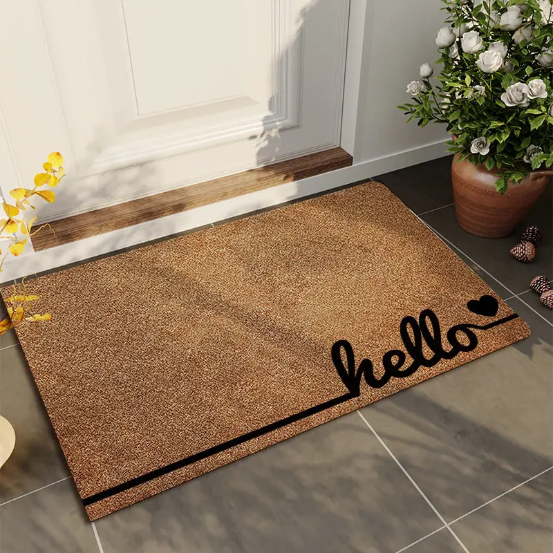 VIKAMA Minimalist Welcome Doormat, Non-Slip Durable Entryway Rug, Black Script Text Floor Mat for Front Door & Home Decor