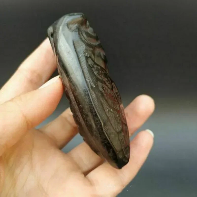 Chinese Hongshan Culture Meteorite Carved Cicadas Monkey Handicraft Folk Art Collection Crafts