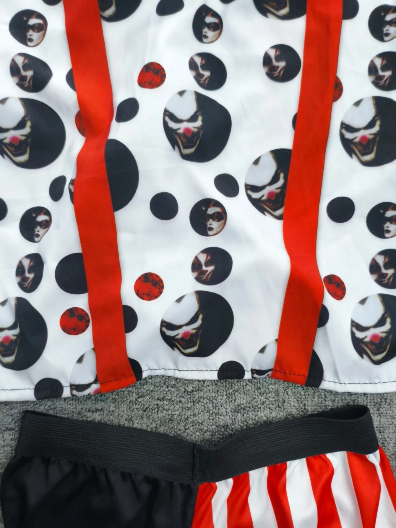Kids Clown Costume Set, Polka Dot Top Striped Pants & Mini Red Hat Headband, Halloween Party Outfit - view 3
