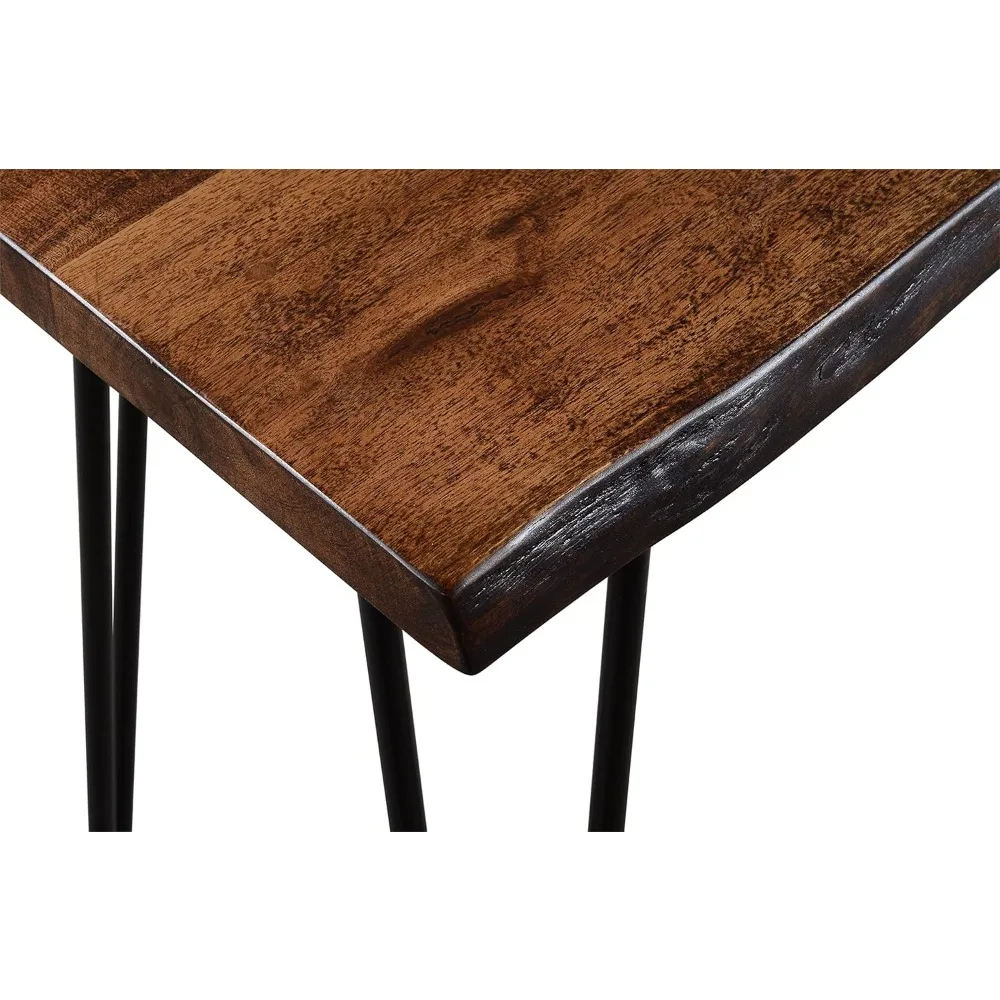 Solid Wood Modern Live Edge Counter Height Dining Table, 72, Chestnut Finish