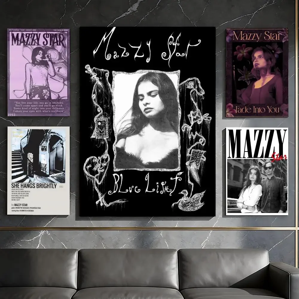 M-Mazzy Star Band Poster Waterproof Peel & Stick Wall Sticker Self Adhesive Art Decor For Living Room Bedroom
