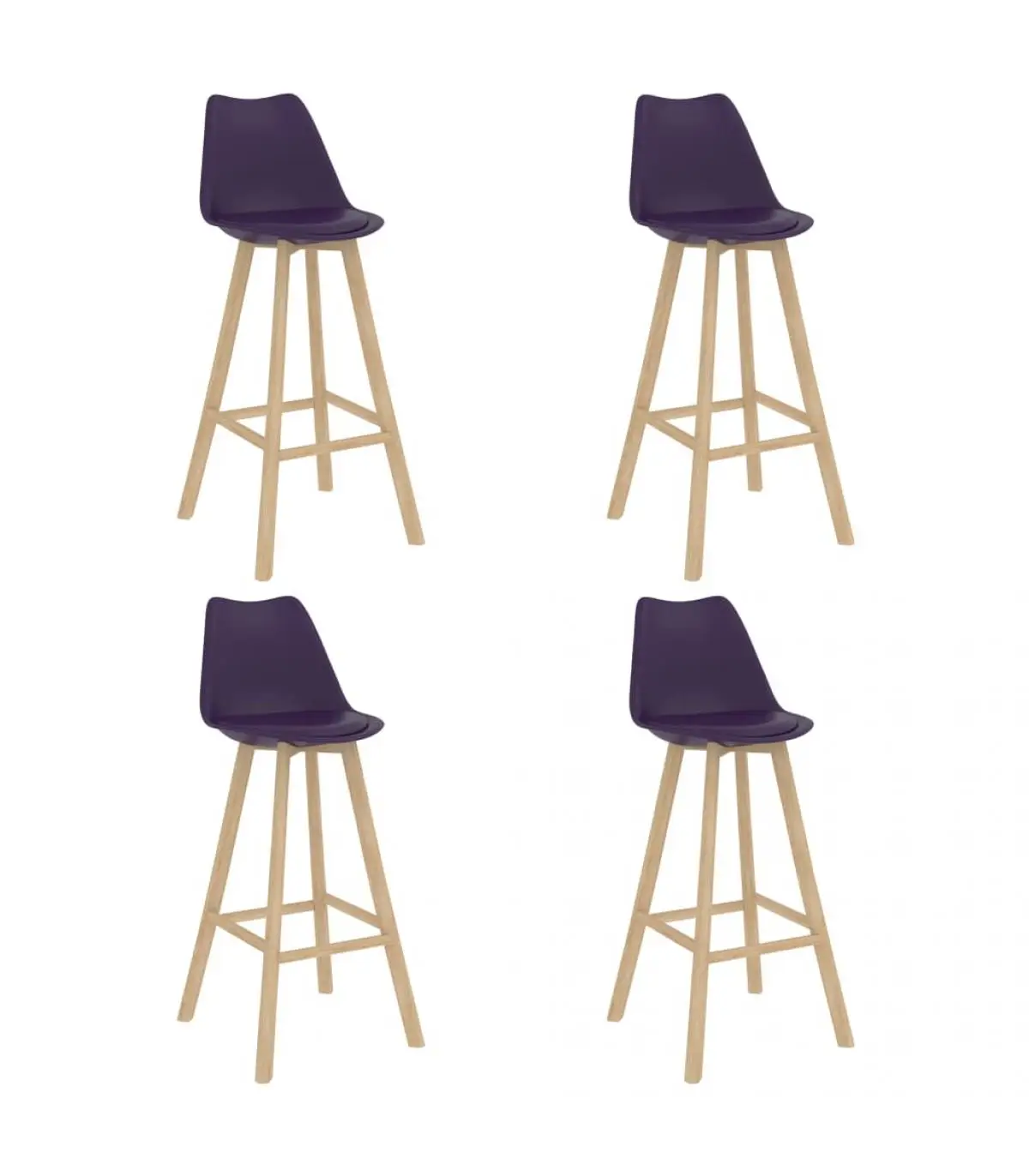 4 Pcts Kitchen Stools Dark Purple Blue PP Beech Wood Kitchen Stools