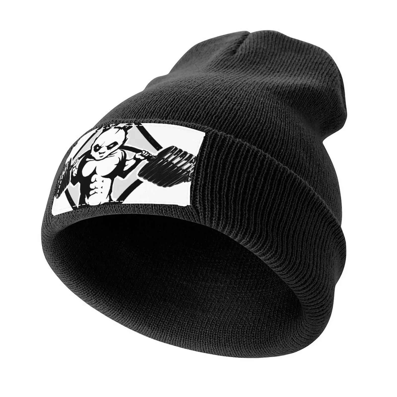 

Panda working out t-shirt Knitted Cap New In The Hat Anime Hat Vintage Caps For Men Women's