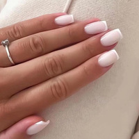 White Girl 24 Pcs Press on Nails Pink Gradient Fake Nails Glossy Artificial Finger Manicure Reusable False Nails for Women