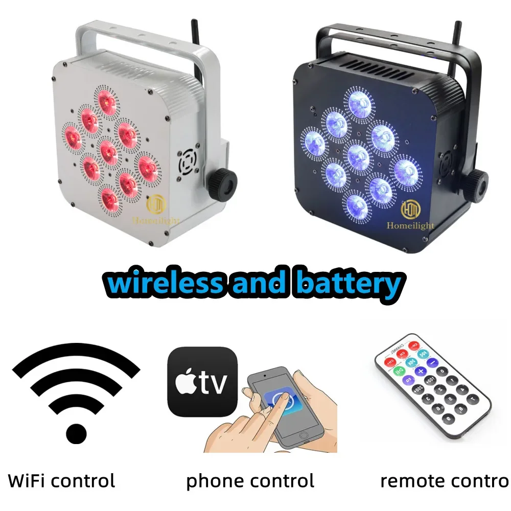 Hot Sale 9*18W Wireless High Brightness Stage Lights  LED Battery Par For Church Night Club