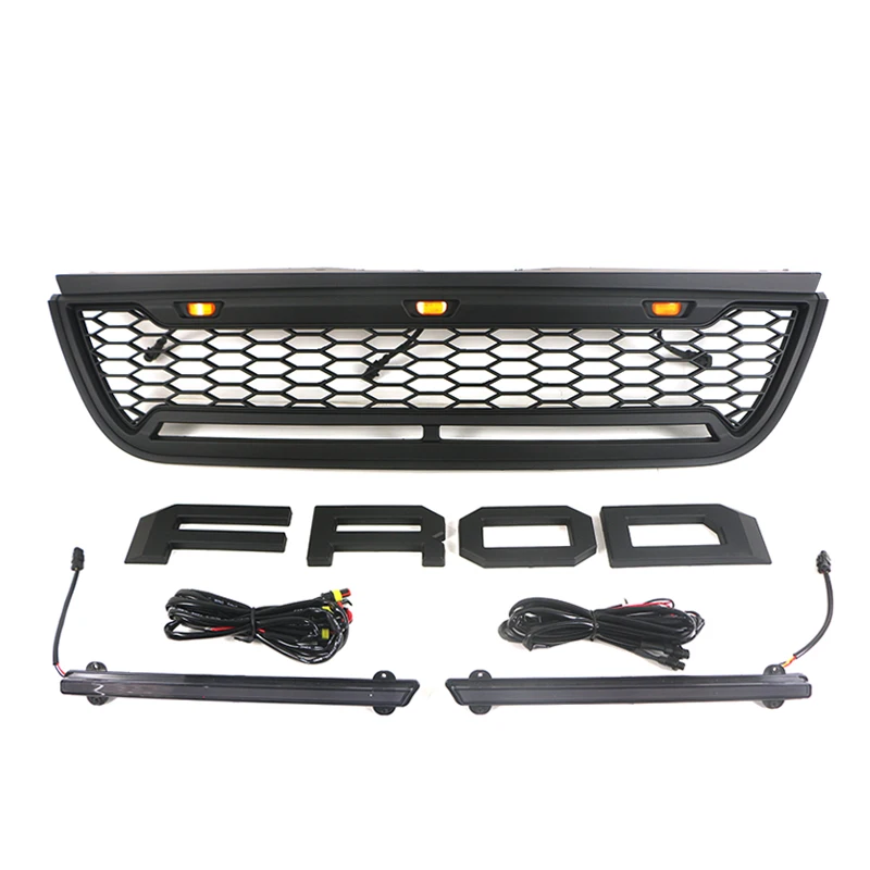 Exterior accessories offroad Front Grille Matte Black Grille With Light Bar Fit For Ford Explorer 2002-2005