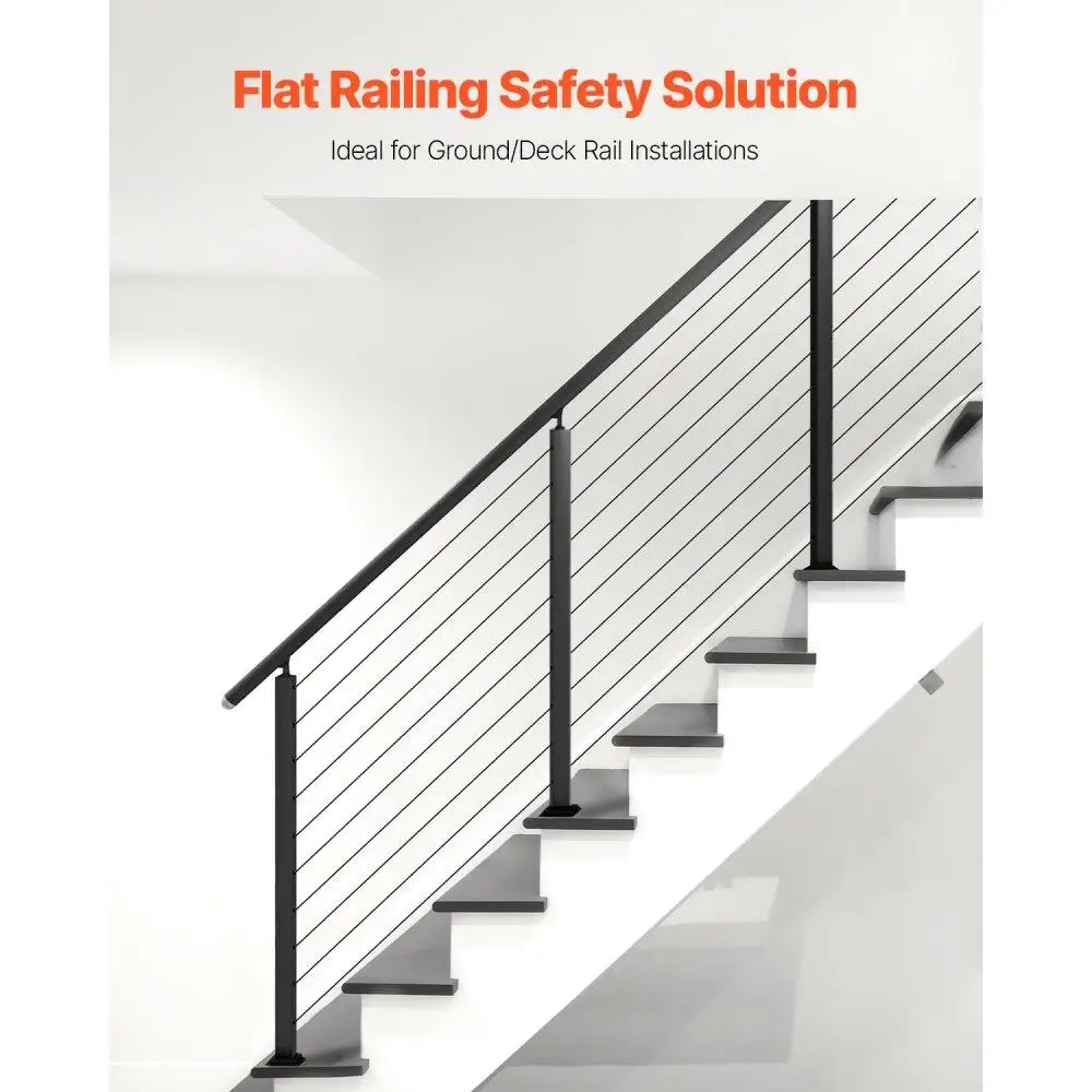 Stainless Steel 36 Inch Stair Railing Post with Pre-Drilled Holes for Cable  System Black Curved Bracket 1 Pack