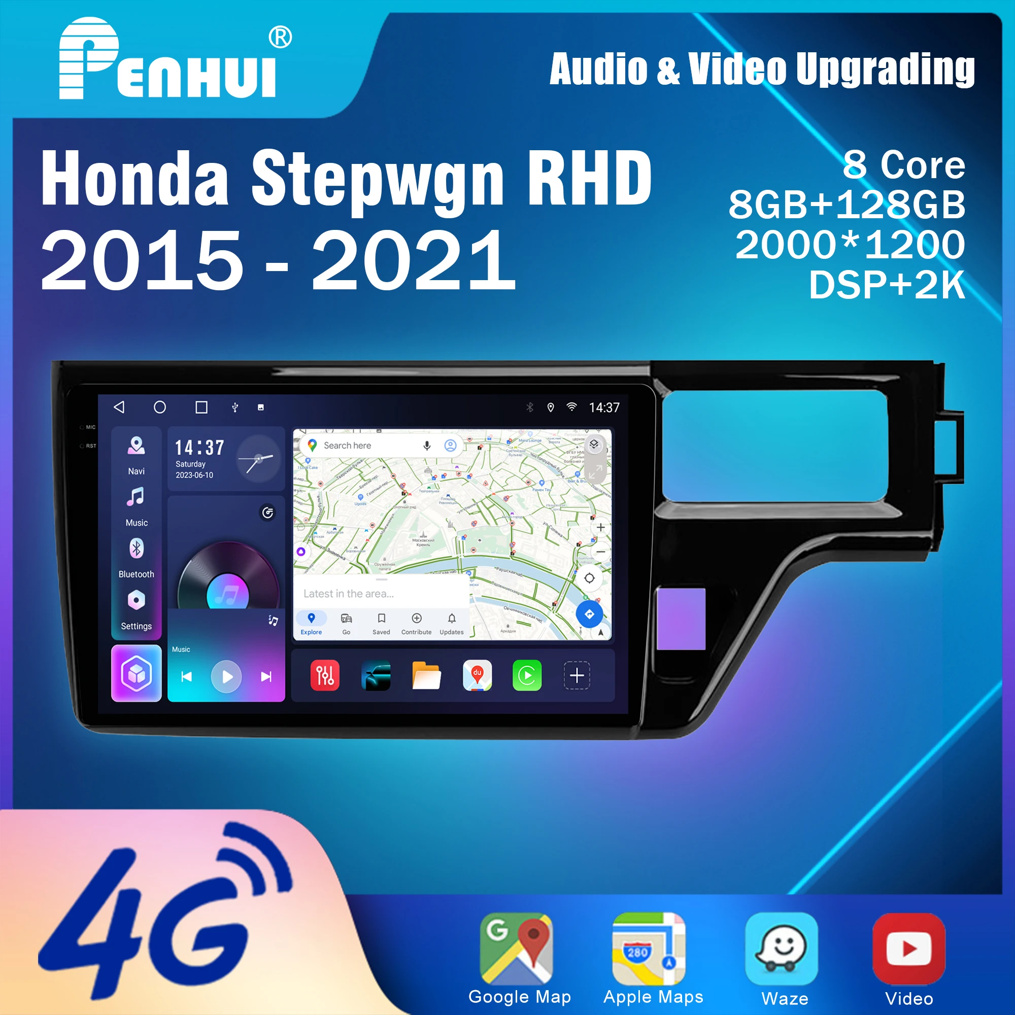 Penhui for Honda Stepwgn 2015-2021 RHD Android Car DVD Multimedia Player Screen Audio Video 2 Din DSP Bluetooth CarPlay Radio