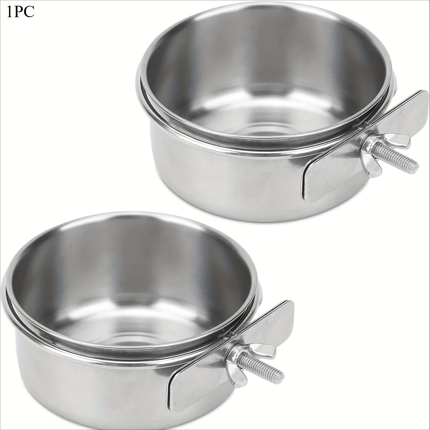 1pcBird Bowls,Bird Parrot Feeder Water Cage Bowl With Two Clips Bracket, Pet Feeder Water Bowl,Bird Cage Feeder, SturdyBird