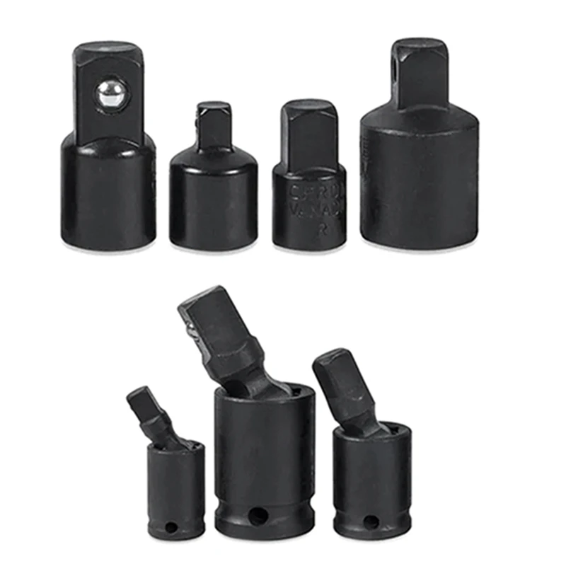 

AA81-7PCS For Impact Driver Wrench Joint Swivel Socket Adapter Reducer 3/8 1/4 1/2In Niversal Joint 3-Piece